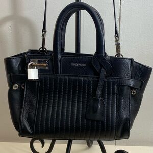 Zadig & Voltaire Small Quilted Black Leather Crossbody Tote